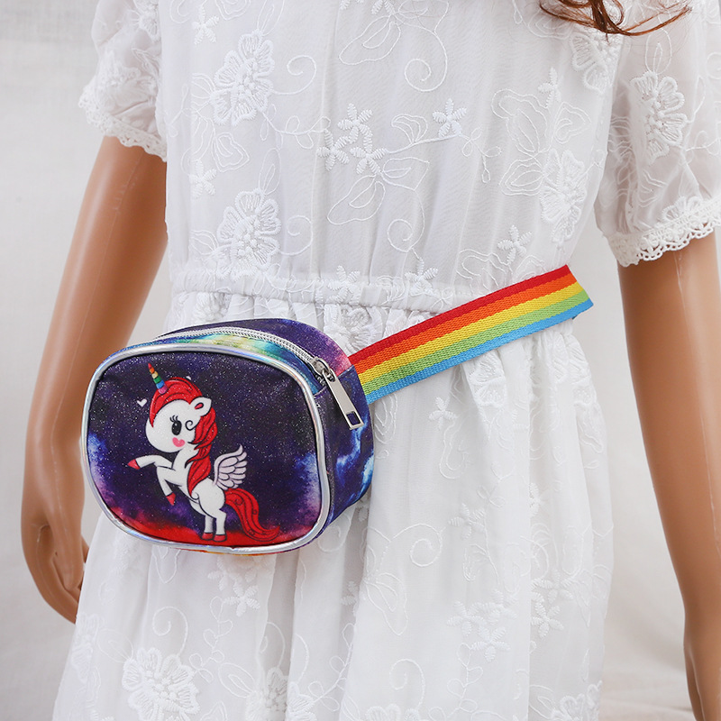 New Children&#039;s Cute Unicorn Waist Bag Cartoon Anime Crossbody Bag Little Girl Change Chest Bag