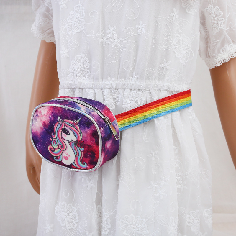 New Children&#039;s Cute Unicorn Waist Bag Cartoon Anime Crossbody Bag Little Girl Change Chest Bag