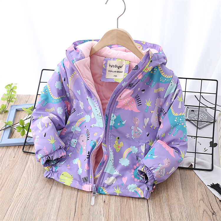 Winter New Multi-Color Cartoon Medium and Large Children Thickened Cotton Lining Outdoor Jacket Coat