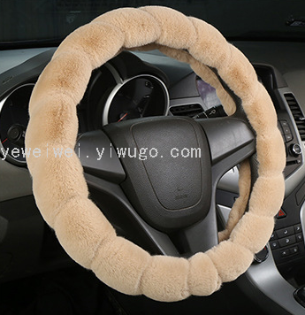 Cross-Border Factory Wholesale Car Steering Wheel Cover Winter Rabbit Fur Spiral Comfortable Universal Men and Women Warm Car Steering Wheel Cover
