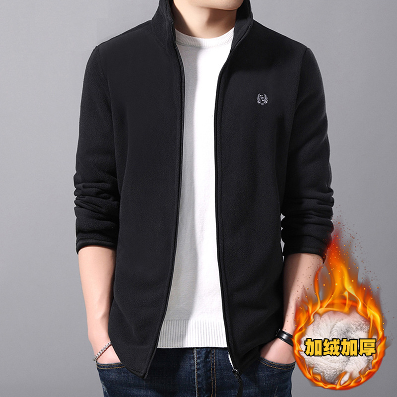 Men&#039;s Polar Fleece Jacket Jacket Outdoor Jacket Double-Sided Fleece Sweater Spring, Autumn and Winter Velvet Padded Thickened Sweater Cardigan Men