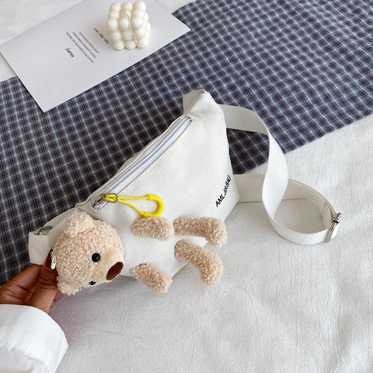 Cross-Border New Ladies&#039; Purse Zipper Chest Bag Canvas with Dog Waist Bag Mobile Phone Waist Bag Sports Messenger Bag