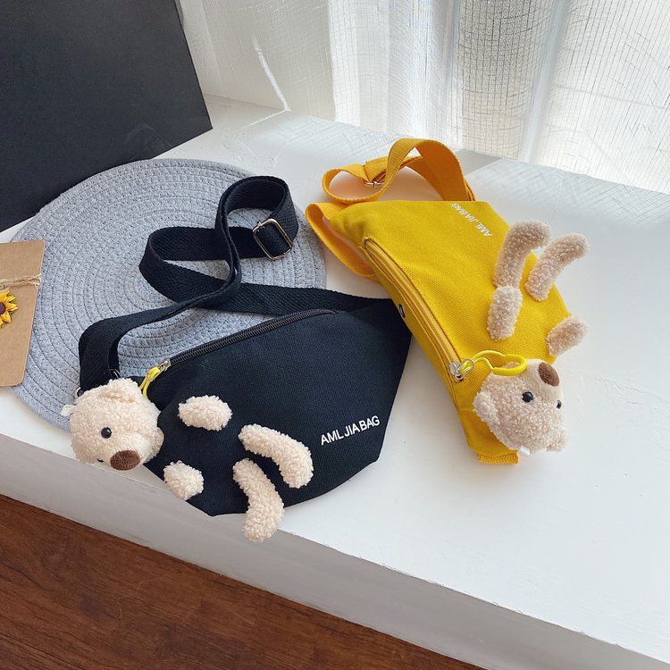Cross-Border New Ladies&#039; Purse Zipper Chest Bag Canvas with Dog Waist Bag Mobile Phone Waist Bag Sports Messenger Bag