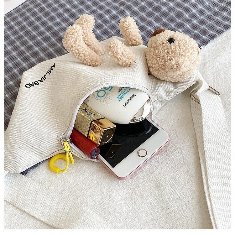 Cross-Border New Ladies' Purse Zipper Chest Bag Canvas with Dog Waist Bag Mobile Phone Waist Bag Sports Messenger Bag Cross-Border New Ladies' Purse Zipper Chest Bag Canvas with Dog Waist Bag Mobile Phone Waist Bag Sports Messenger Bag