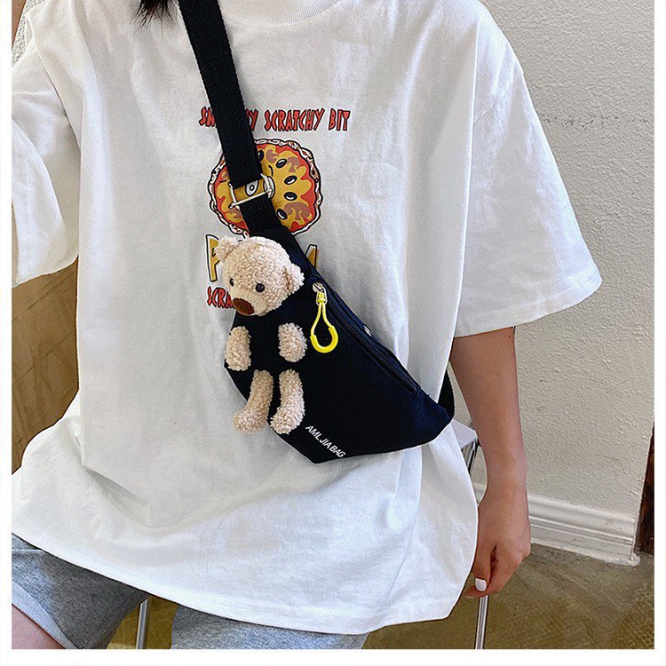 Cross-Border New Ladies' Purse Zipper Chest Bag Canvas with Dog Waist Bag Mobile Phone Waist Bag Sports Messenger Bag Cross-Border New Ladies' Purse Zipper Chest Bag Canvas with Dog Waist Bag Mobile Phone Waist Bag Sports Messenger Bag