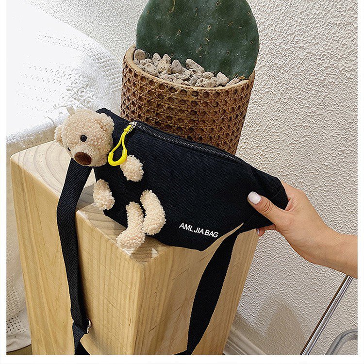 Cross-Border New Ladies' Purse Zipper Chest Bag Canvas with Dog Waist Bag Mobile Phone Waist Bag Sports Messenger Bag Cross-Border New Ladies' Purse Zipper Chest Bag Canvas with Dog Waist Bag Mobile Phone Waist Bag Sports Messenger Bag