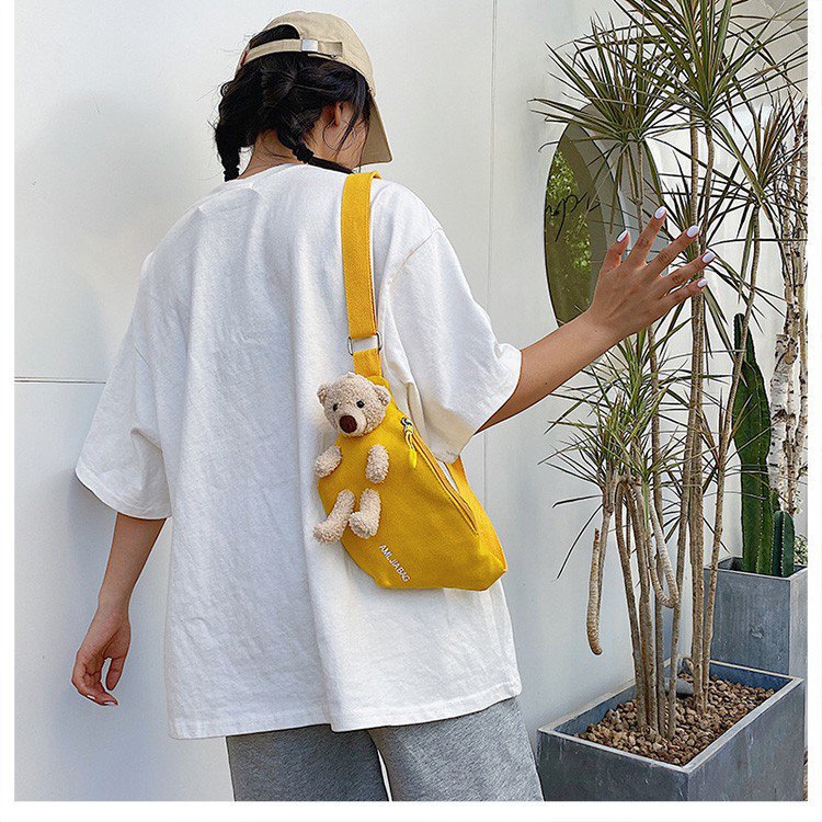 Cross-Border New Ladies' Purse Zipper Chest Bag Canvas with Dog Waist Bag Mobile Phone Waist Bag Sports Messenger Bag Cross-Border New Ladies' Purse Zipper Chest Bag Canvas with Dog Waist Bag Mobile Phone Waist Bag Sports Messenger Bag