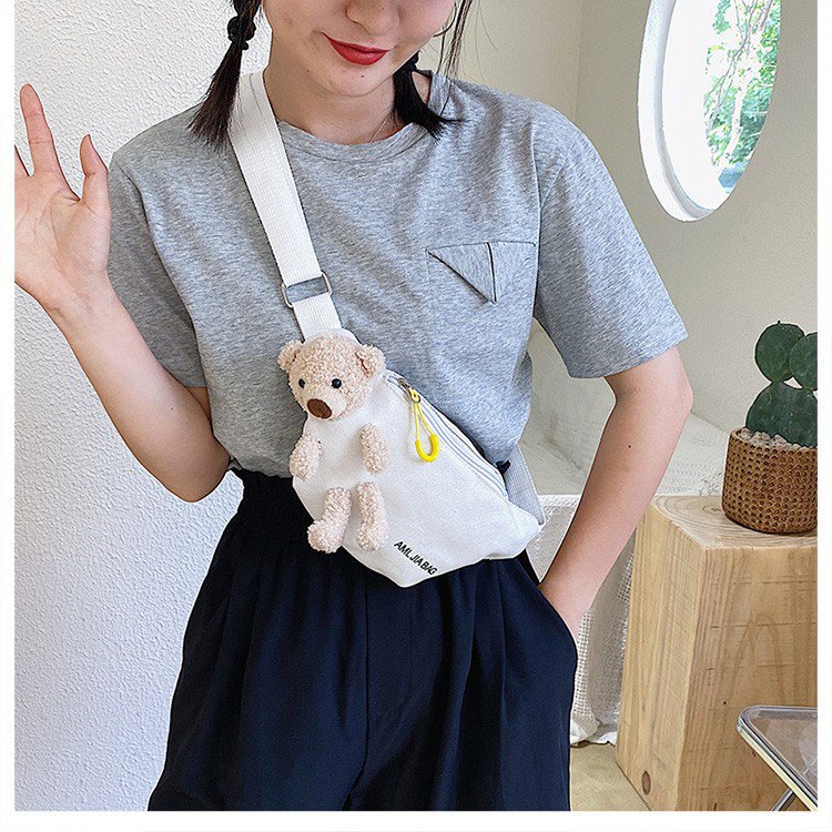 Cross-Border New Ladies' Purse Zipper Chest Bag Canvas with Dog Waist Bag Mobile Phone Waist Bag Sports Messenger Bag Cross-Border New Ladies' Purse Zipper Chest Bag Canvas with Dog Waist Bag Mobile Phone Waist Bag Sports Messenger Bag