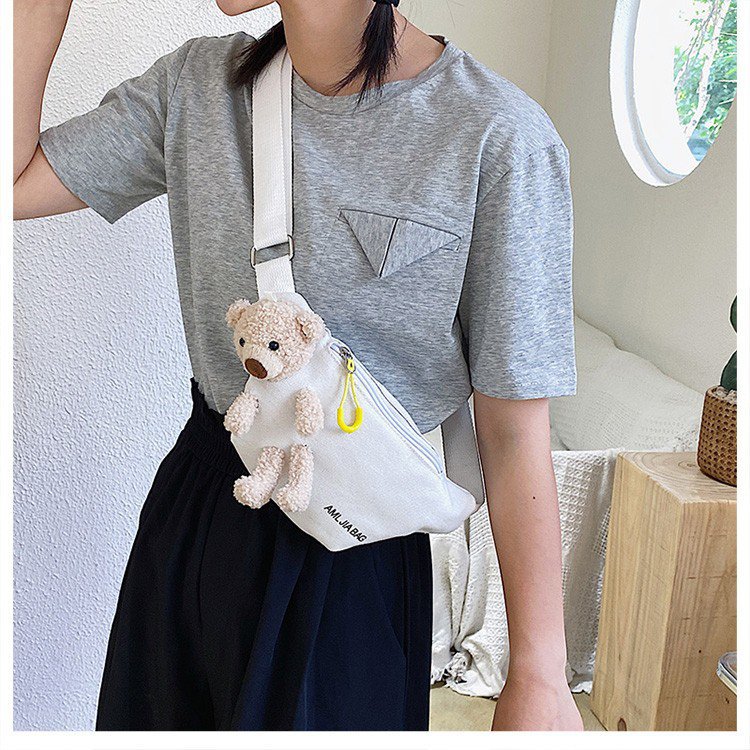 Cross-Border New Ladies' Purse Zipper Chest Bag Canvas with Dog Waist Bag Mobile Phone Waist Bag Sports Messenger Bag Cross-Border New Ladies' Purse Zipper Chest Bag Canvas with Dog Waist Bag Mobile Phone Waist Bag Sports Messenger Bag