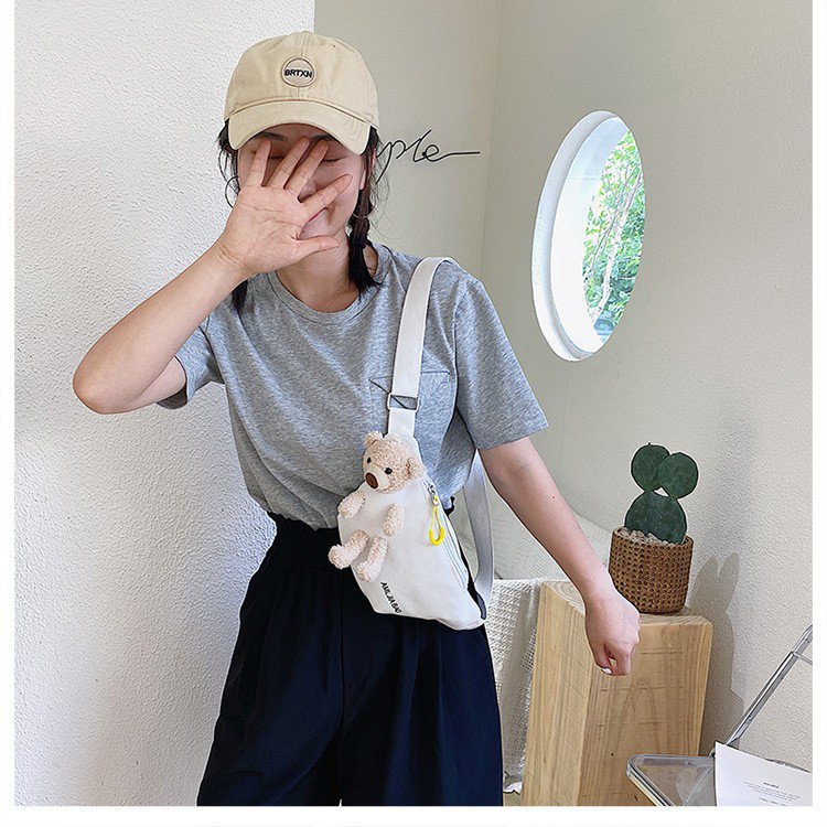 Cross-Border New Ladies' Purse Zipper Chest Bag Canvas with Dog Waist Bag Mobile Phone Waist Bag Sports Messenger Bag Cross-Border New Ladies' Purse Zipper Chest Bag Canvas with Dog Waist Bag Mobile Phone Waist Bag Sports Messenger Bag