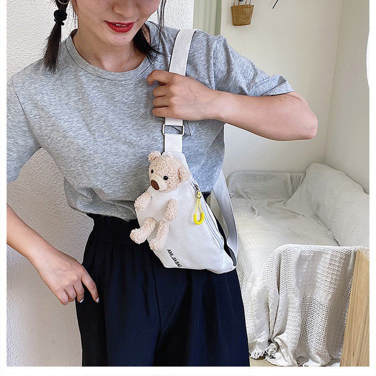Cross-Border New Ladies' Purse Zipper Chest Bag Canvas with Dog Waist Bag Mobile Phone Waist Bag Sports Messenger Bag Cross-Border New Ladies' Purse Zipper Chest Bag Canvas with Dog Waist Bag Mobile Phone Waist Bag Sports Messenger Bag