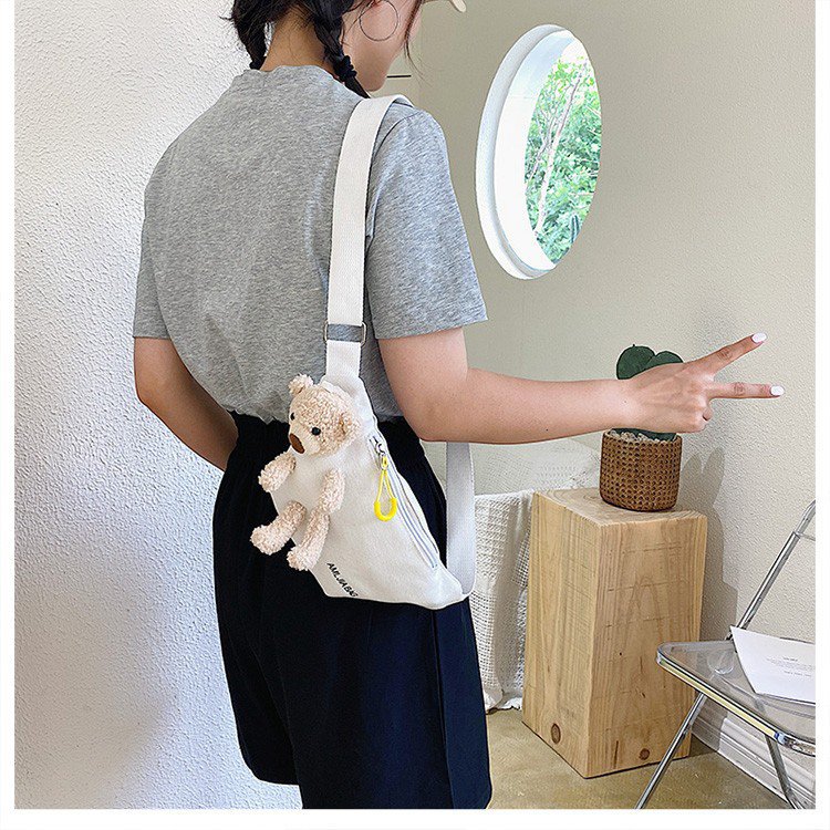 Cross-Border New Ladies' Purse Zipper Chest Bag Canvas with Dog Waist Bag Mobile Phone Waist Bag Sports Messenger Bag Cross-Border New Ladies' Purse Zipper Chest Bag Canvas with Dog Waist Bag Mobile Phone Waist Bag Sports Messenger Bag