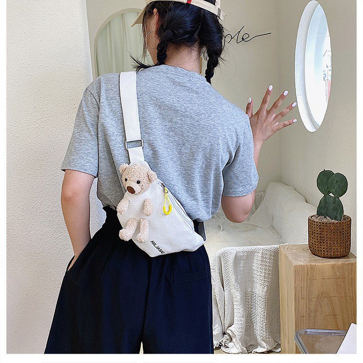 Cross-Border New Ladies' Purse Zipper Chest Bag Canvas with Dog Waist Bag Mobile Phone Waist Bag Sports Messenger Bag Cross-Border New Ladies' Purse Zipper Chest Bag Canvas with Dog Waist Bag Mobile Phone Waist Bag Sports Messenger Bag