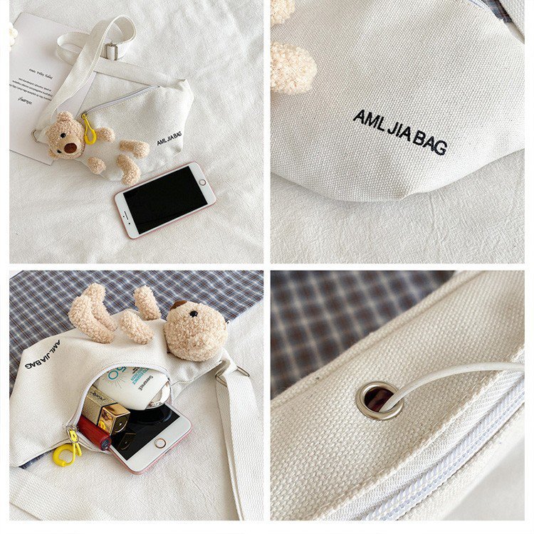 Cross-Border New Ladies' Purse Zipper Chest Bag Canvas with Dog Waist Bag Mobile Phone Waist Bag Sports Messenger Bag Cross-Border New Ladies' Purse Zipper Chest Bag Canvas with Dog Waist Bag Mobile Phone Waist Bag Sports Messenger Bag