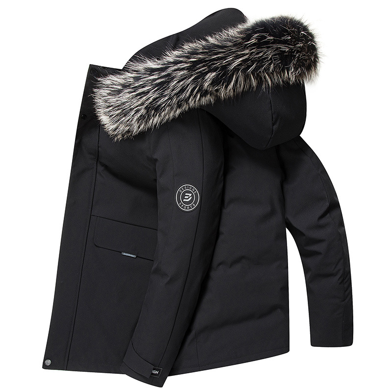 Lansboter Men&#039;s down Jacket Winter New Silver Fox Fur Collar Thickened Outdoor Cold-Proof Mid-Length down Jacket for Men