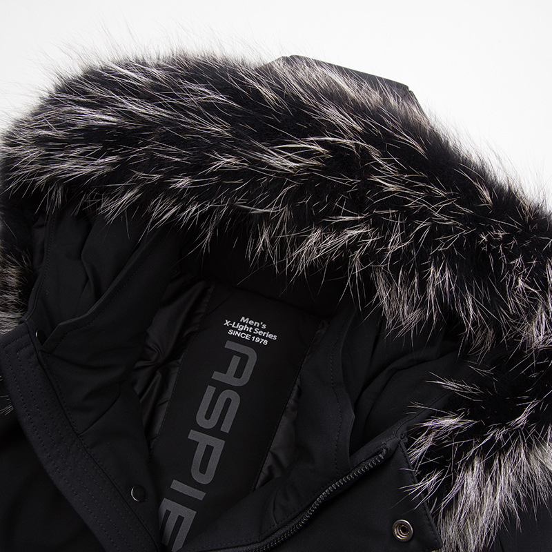 Lansboter Men&#039;s down Jacket Winter New Silver Fox Fur Collar Thickened Outdoor Cold-Proof Mid-Length down Jacket for Men