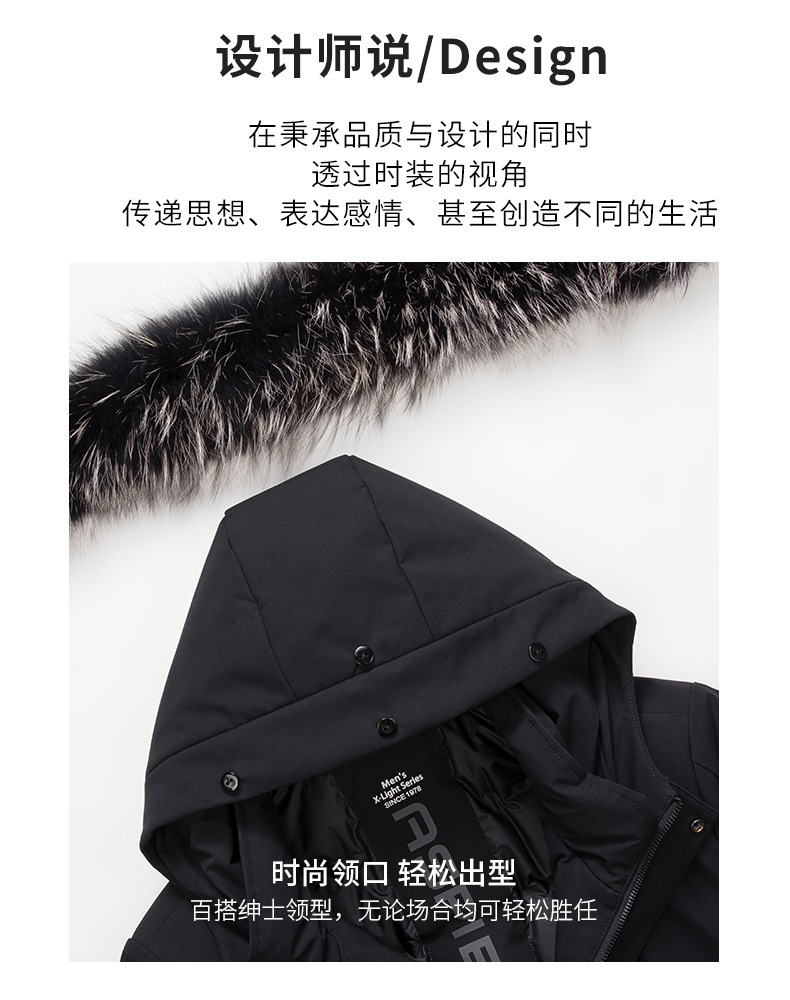 Lansboter Men's down Jacket Winter New Silver Fox Fur Collar Thickened Outdoor Cold-Proof Mid-Length down Jacket for Men Lansboter Men's down Jacket Winter New Silver Fox Fur Collar Thickened Outdoor Cold-Proof Mid-Length down Jacket for Men