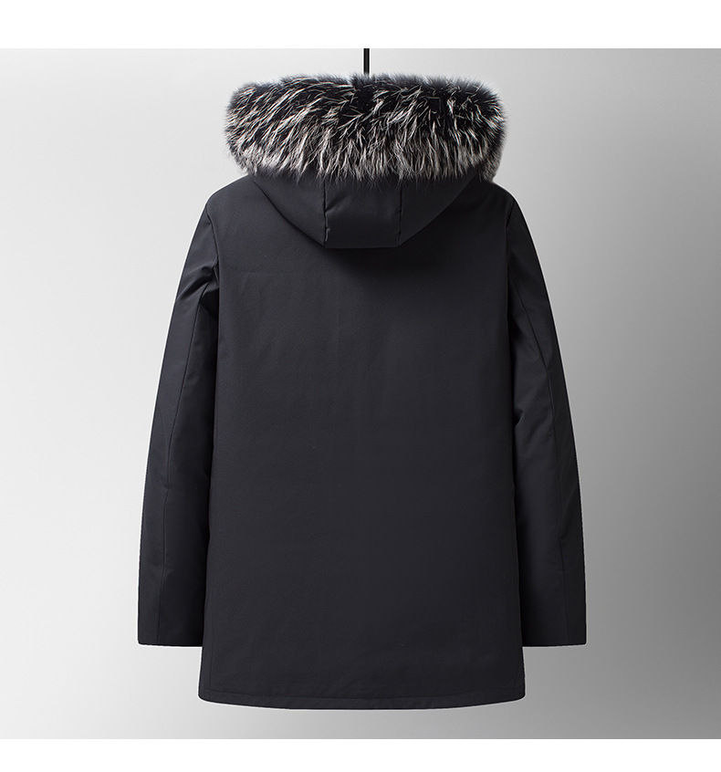 Lansboter Men's down Jacket Winter New Silver Fox Fur Collar Thickened Outdoor Cold-Proof Mid-Length down Jacket for Men Lansboter Men's down Jacket Winter New Silver Fox Fur Collar Thickened Outdoor Cold-Proof Mid-Length down Jacket for Men