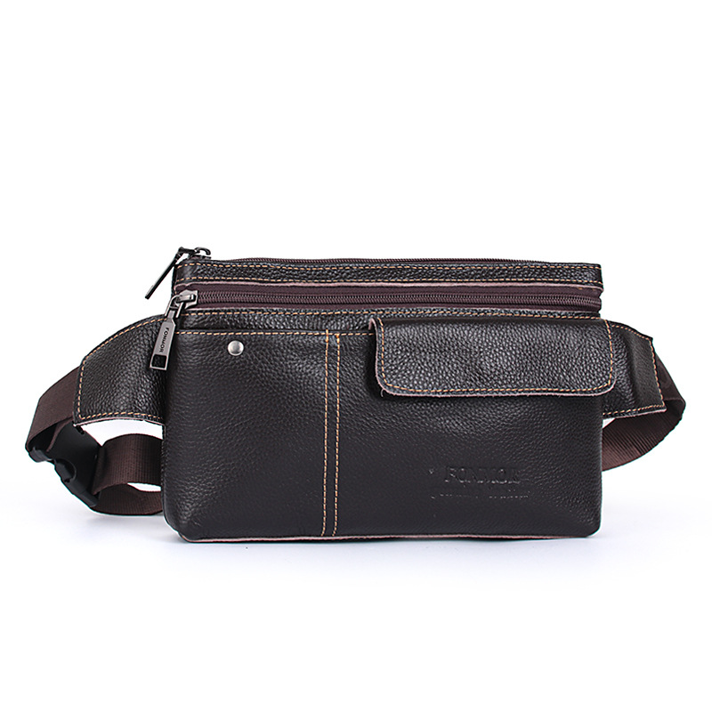2021spring New Cowhide Casual Waist Bag Men&#039;s Messenger Bag Dual-Use Bag