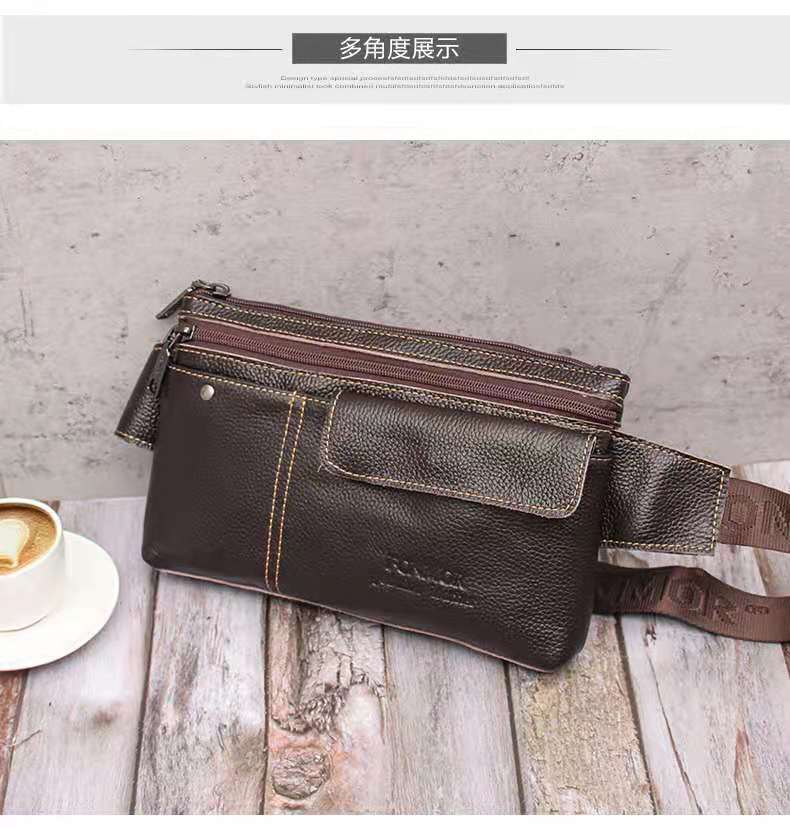 2021spring New Cowhide Casual Waist Bag Men's Messenger Bag Dual-Use Bag 2021spring New Cowhide Casual Waist Bag Men's Messenger Bag Dual-Use Bag