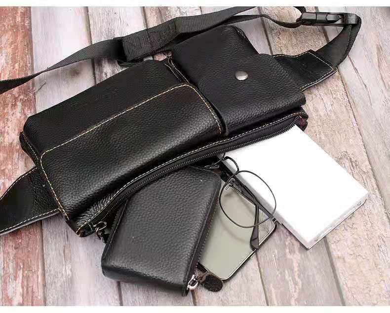 2021spring New Cowhide Casual Waist Bag Men's Messenger Bag Dual-Use Bag 2021spring New Cowhide Casual Waist Bag Men's Messenger Bag Dual-Use Bag