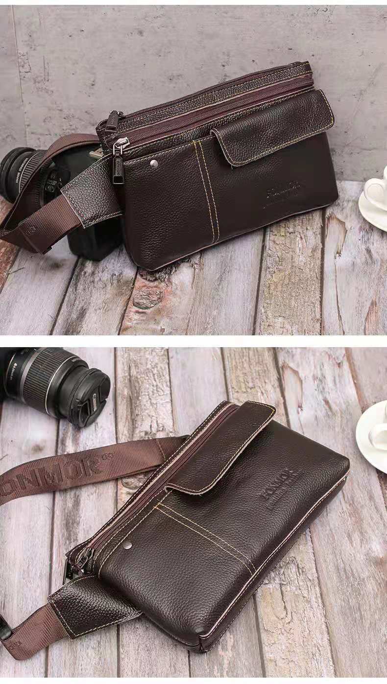 2021spring New Cowhide Casual Waist Bag Men's Messenger Bag Dual-Use Bag 2021spring New Cowhide Casual Waist Bag Men's Messenger Bag Dual-Use Bag