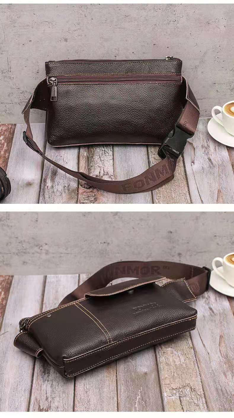 2021spring New Cowhide Casual Waist Bag Men's Messenger Bag Dual-Use Bag 2021spring New Cowhide Casual Waist Bag Men's Messenger Bag Dual-Use Bag