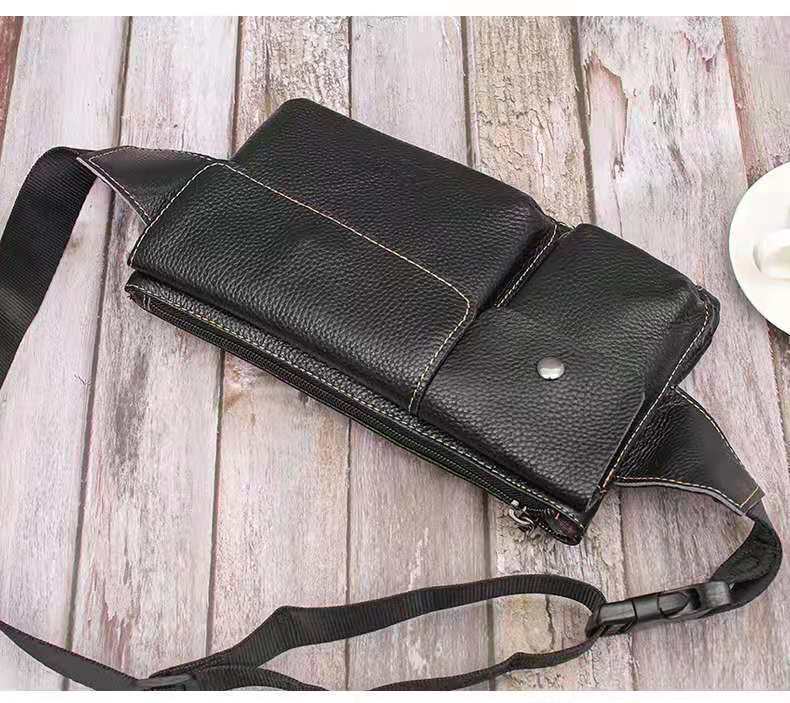 2021spring New Cowhide Casual Waist Bag Men's Messenger Bag Dual-Use Bag 2021spring New Cowhide Casual Waist Bag Men's Messenger Bag Dual-Use Bag