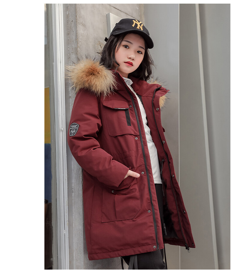 Children's down Jacket Boys' Mid-Length Older Children's New Outdoor Work Clothes Fake Fur Collar Children's down Jacket Boys' Mid-Length Older Children's New Outdoor Work Clothes Fake Fur Collar