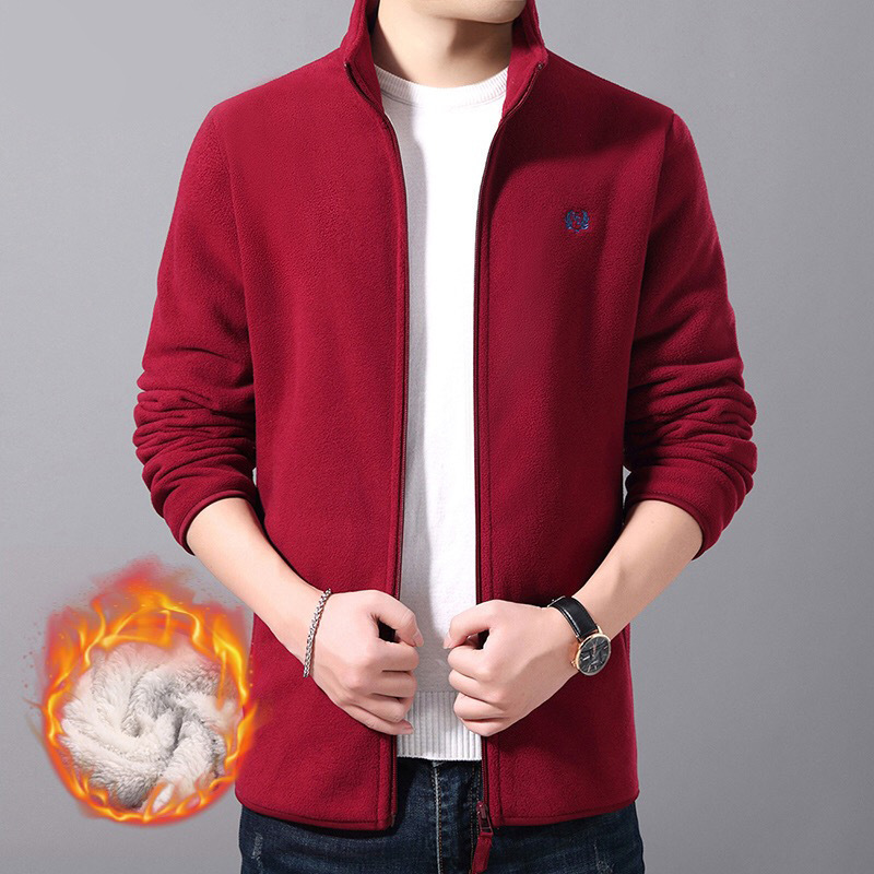 Fleece Sweater Men&#039;s Polar Fleece Jacket Men&#039;s Coat Outdoor Shell Jacket Liner Spring, Autumn and Winter Double-Sided Thickened Sweater Cardigan