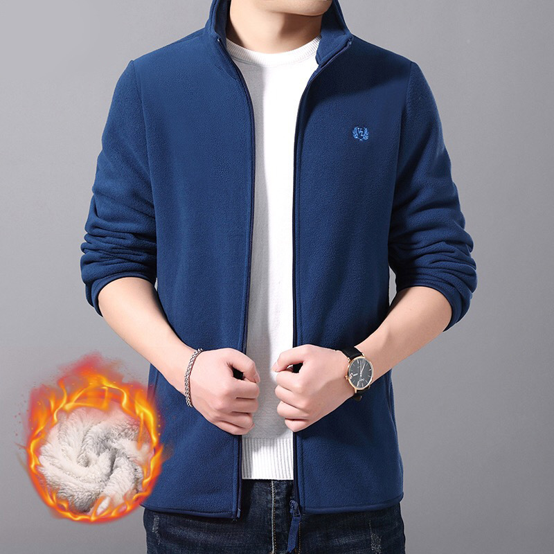 Fleece Sweater Men&#039;s Polar Fleece Jacket Men&#039;s Coat Outdoor Shell Jacket Liner Spring, Autumn and Winter Double-Sided Thickened Sweater Cardigan