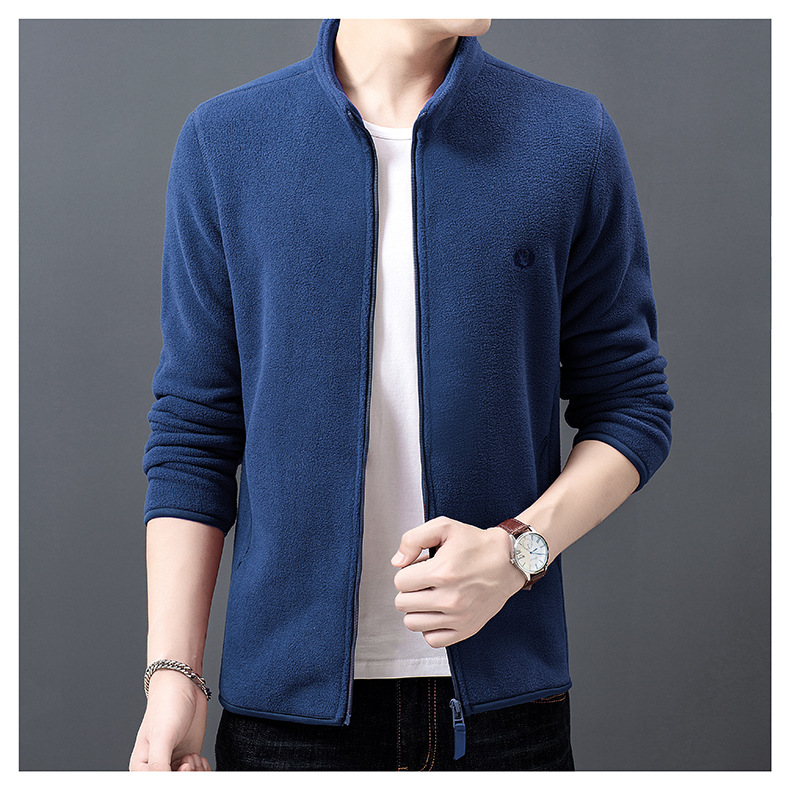 Fleece Sweater Men's Polar Fleece Jacket Men's Coat Outdoor Shell Jacket Liner Spring, Autumn and Winter Double-Sided Thickened Sweater Cardigan