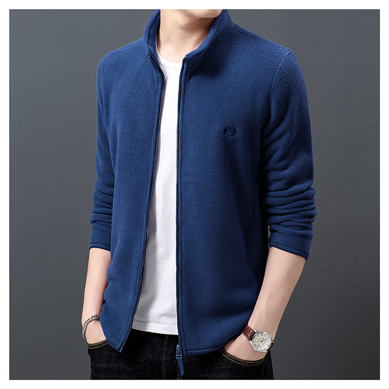 Fleece Sweater Men's Polar Fleece Jacket Men's Coat Outdoor Shell Jacket Liner Spring, Autumn and Winter Double-Sided Thickened Sweater Cardigan