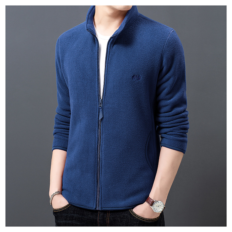Fleece Sweater Men's Polar Fleece Jacket Men's Coat Outdoor Shell Jacket Liner Spring, Autumn and Winter Double-Sided Thickened Sweater Cardigan