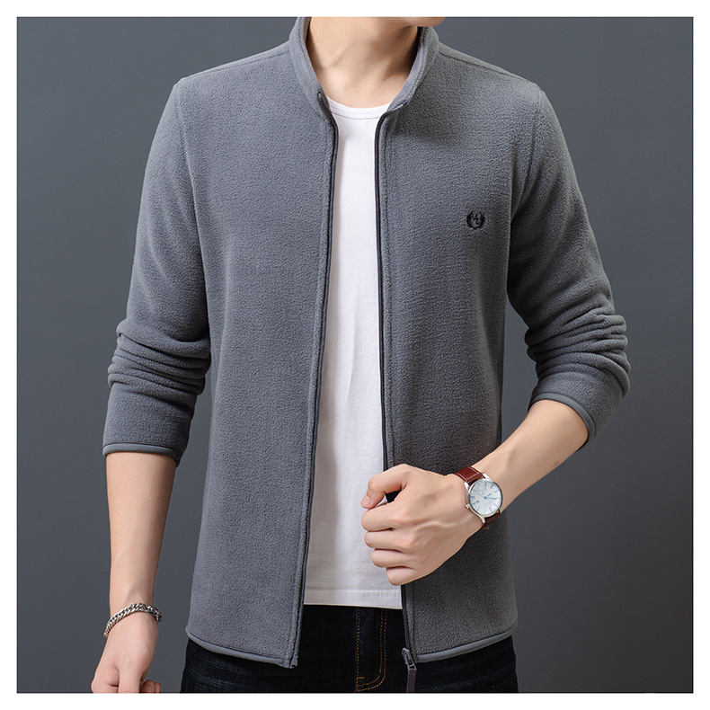 Fleece Sweater Men's Polar Fleece Jacket Men's Coat Outdoor Shell Jacket Liner Spring, Autumn and Winter Double-Sided Thickened Sweater Cardigan