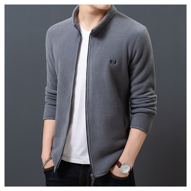 Fleece Sweater Men's Polar Fleece Jacket Men's Coat Outdoor Shell Jacket Liner Spring, Autumn and Winter Double-Sided Thickened Sweater Cardigan