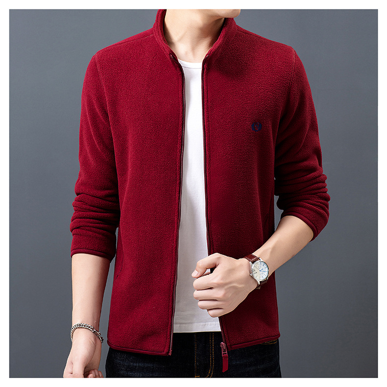 Fleece Sweater Men's Polar Fleece Jacket Men's Coat Outdoor Shell Jacket Liner Spring, Autumn and Winter Double-Sided Thickened Sweater Cardigan