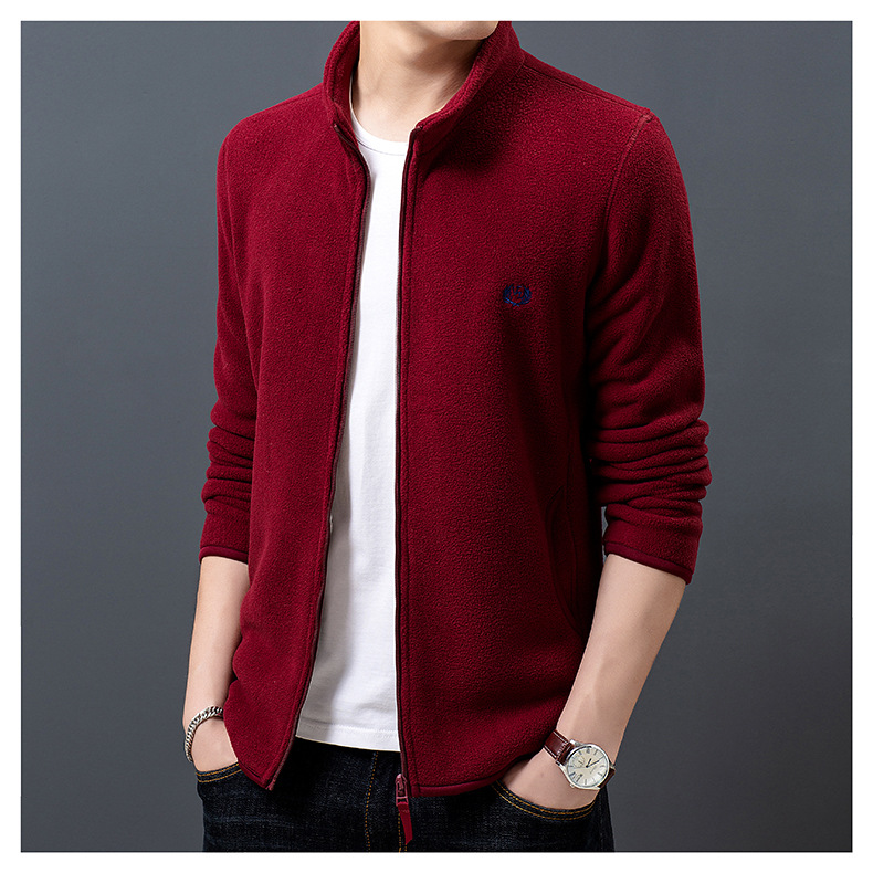 Fleece Sweater Men's Polar Fleece Jacket Men's Coat Outdoor Shell Jacket Liner Spring, Autumn and Winter Double-Sided Thickened Sweater Cardigan