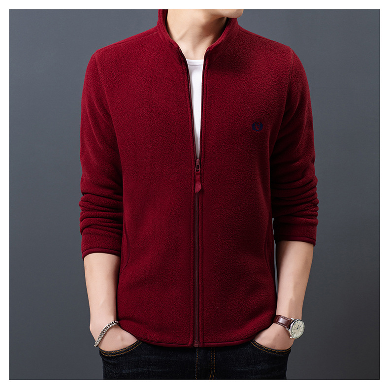 Fleece Sweater Men's Polar Fleece Jacket Men's Coat Outdoor Shell Jacket Liner Spring, Autumn and Winter Double-Sided Thickened Sweater Cardigan