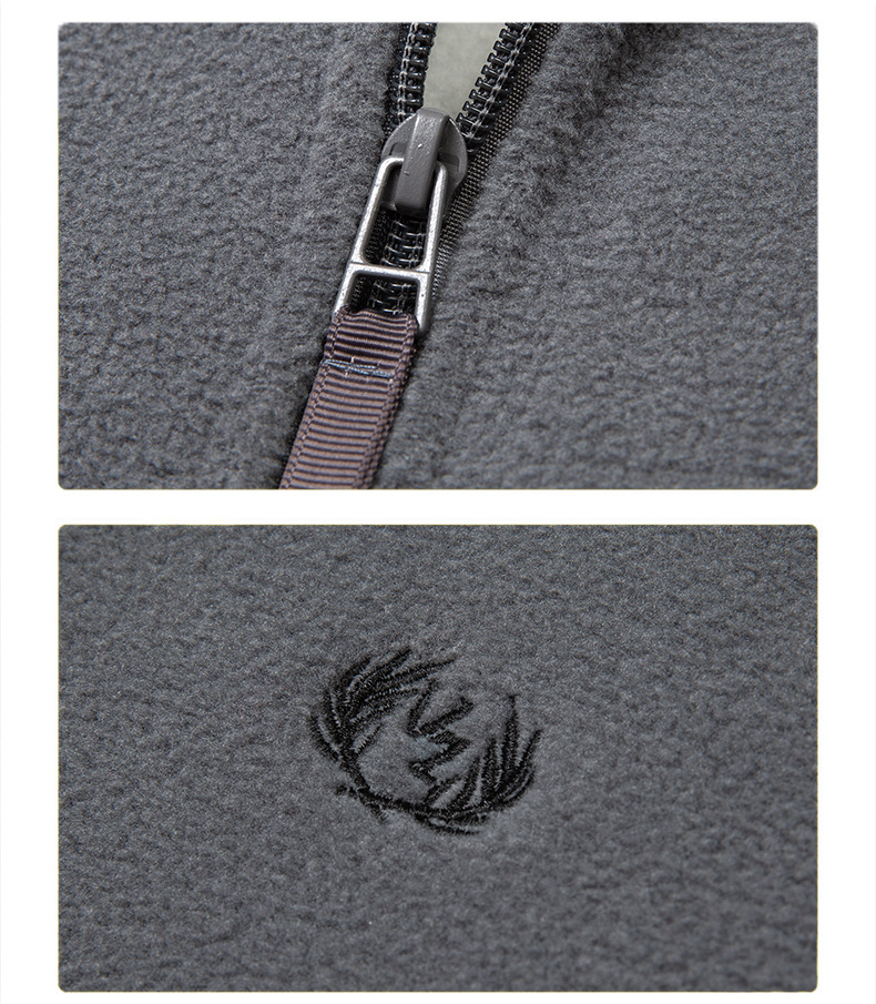 Fleece Sweater Men's Polar Fleece Jacket Men's Coat Outdoor Shell Jacket Liner Spring, Autumn and Winter Double-Sided Thickened Sweater Cardigan