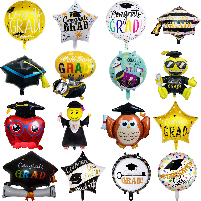 Graduation Balloon 2022 Graduation Season Aluminum Film Balloon Party Background Decoration Atmosphere Layout Graduation Cap Word Balloon