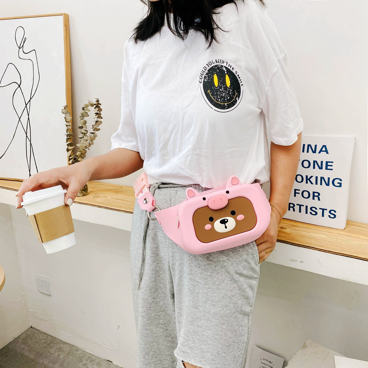 Children&#039;s Silicone Waist Bag Female Parent-Child Fashion Crossbody Chest Bag 2020 New Girl Cute Shoulder Bag Accessory Bag