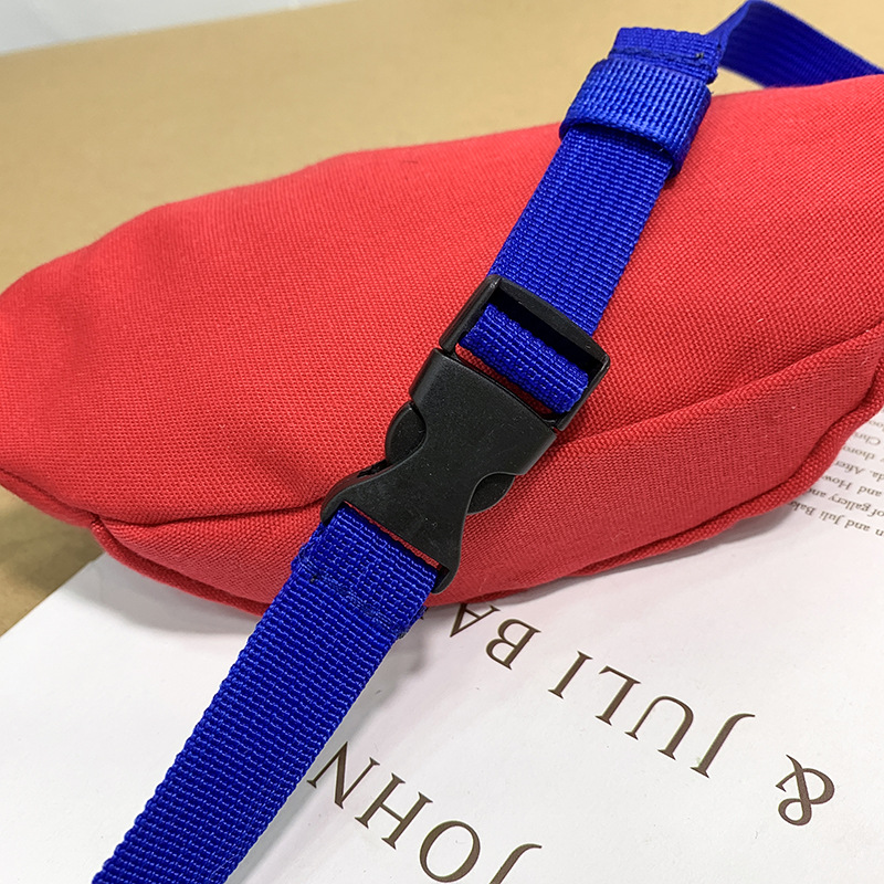 2021 New Cartoon Korean Style Children&#039;s Chest Pack Canvas Embroidered Baby Crossbody Bag Shark Children Smiley Waist Bag
