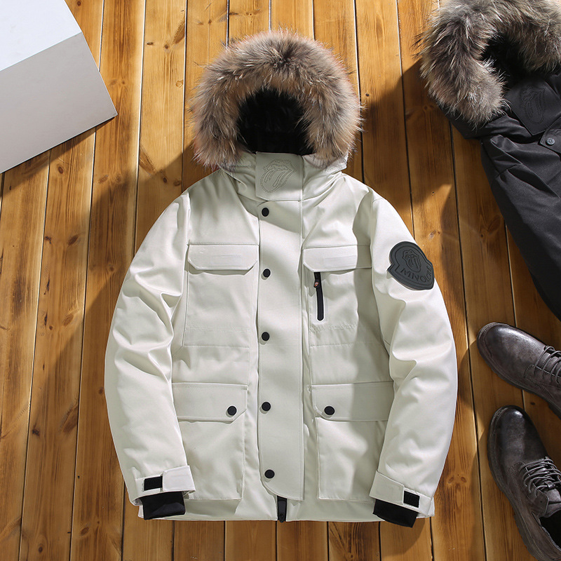 2021 New Winter Men&#039;s down Jacket Outdoor Work Clothes Thickening plus Size Fur Collar down Jacket Rolling Stone Lickitung Coat