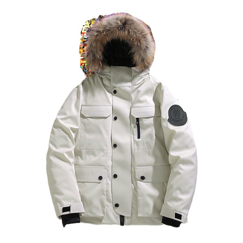 2021 New Winter Men&#039;s down Jacket Outdoor Work Clothes Thickening plus Size Fur Collar down Jacket Rolling Stone Lickitung Coat