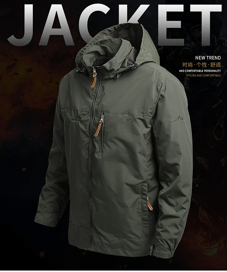 Cross-Border 2021 Spring and Autumn Coat Men's Fashion Foreign Trade Mountaineering Shell Jacket Windcheater Outdoor Sports Jacket Men's Clothing