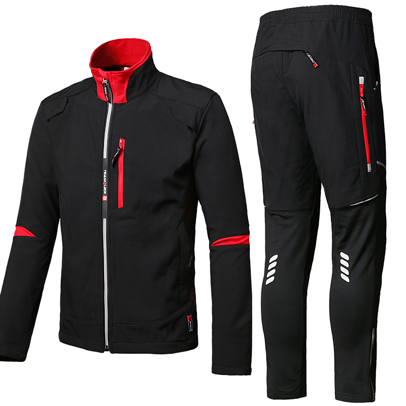 Autumn and Winter Outdoor Cycling Clothes Suit Long-Sleeved Men&#039;s and Women&#039;s Fleece Thickening Thermal and Windproof Bicycle Motorcycle Jacket