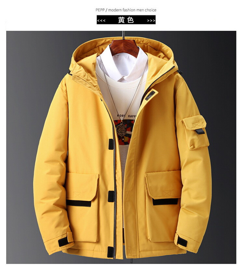 White Duck Down Jacket Men's Hooded Work Clothes Mid-Length Thickened Warm Outdoor Trendy Brand Ins Couple Coat White Duck Down Jacket Men's Hooded Work Clothes Mid-Length Thickened Warm Outdoor Trendy Brand Ins Couple Coat
