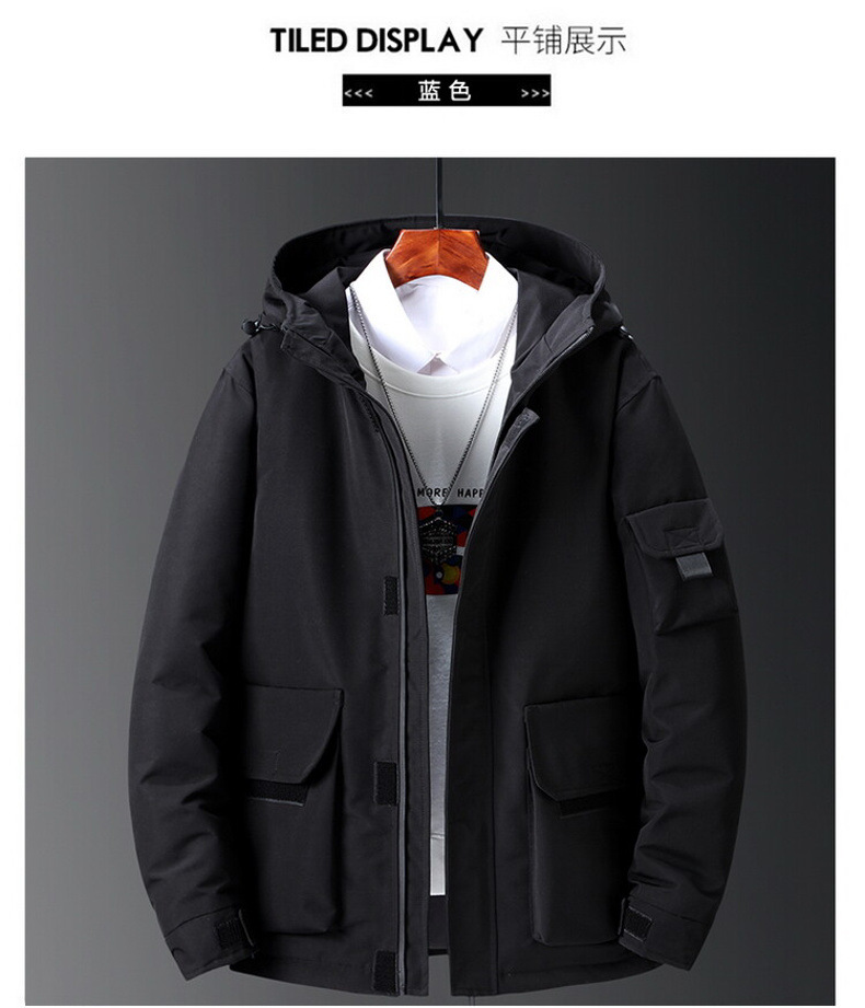 White Duck Down Jacket Men's Hooded Work Clothes Mid-Length Thickened Warm Outdoor Trendy Brand Ins Couple Coat White Duck Down Jacket Men's Hooded Work Clothes Mid-Length Thickened Warm Outdoor Trendy Brand Ins Couple Coat