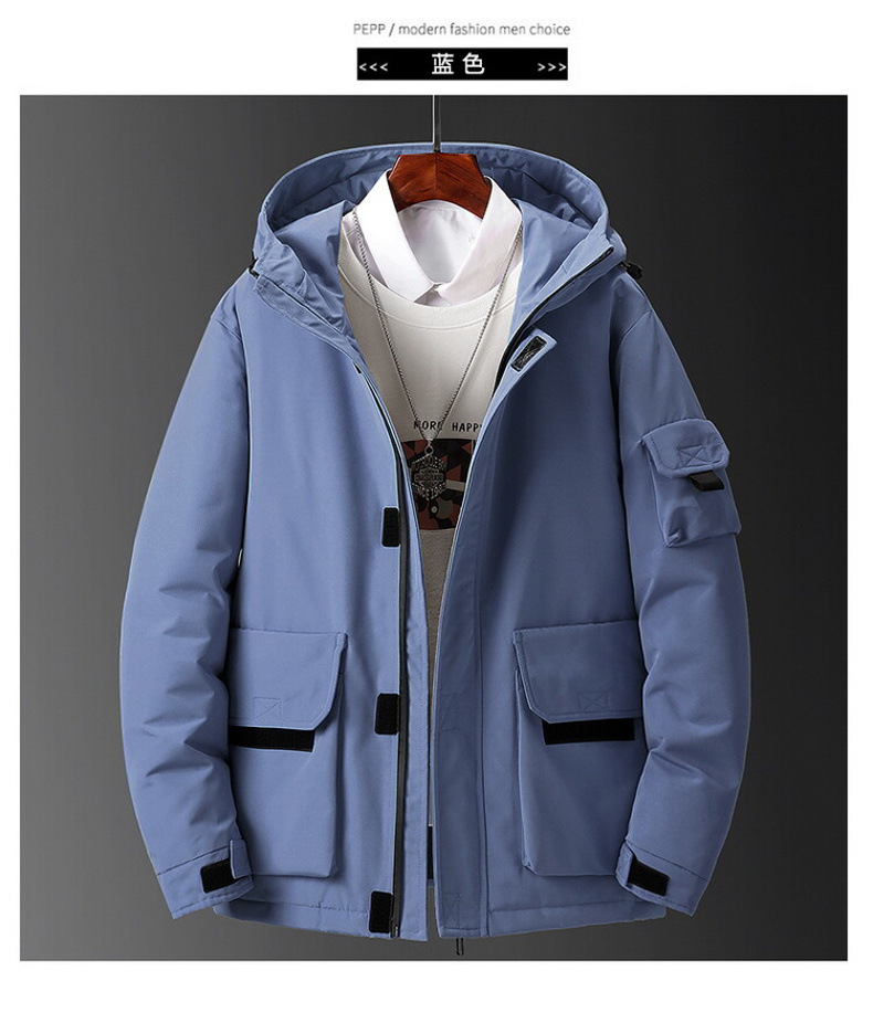 White Duck Down Jacket Men's Hooded Work Clothes Mid-Length Thickened Warm Outdoor Trendy Brand Ins Couple Coat White Duck Down Jacket Men's Hooded Work Clothes Mid-Length Thickened Warm Outdoor Trendy Brand Ins Couple Coat
